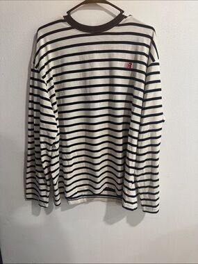 Striped Long Sleeve Tee - Black & Cream - Unbranded